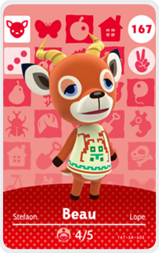 Beau - Villager NFC Card for Animal Crossing New Horizons Amiibo