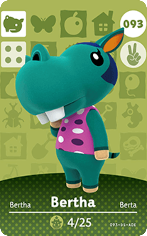 Bertha - Villager NFC Card for Animal Crossing New Horizons Amiibo