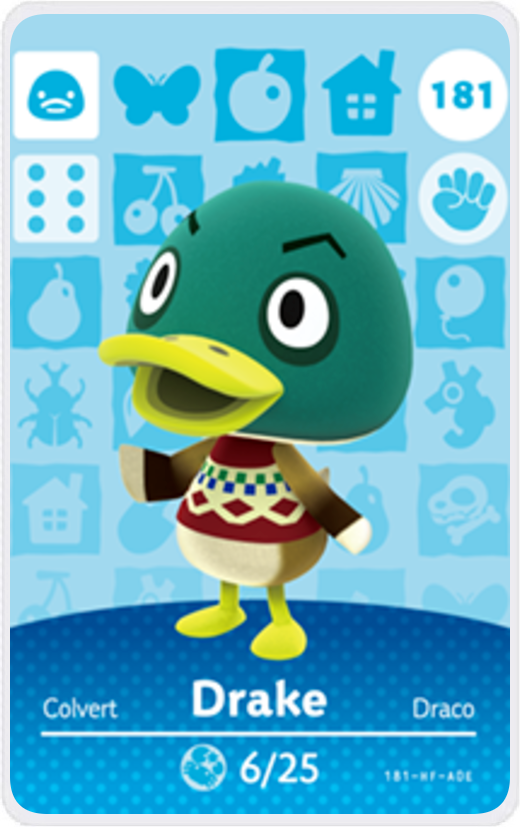 Drake - Villager NFC Card for Animal Crossing New Horizons Amiibo