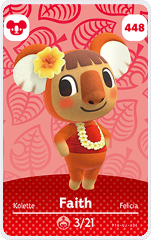 Faith Villager NFC Card for Animal Crossing New Horizons Amiibo