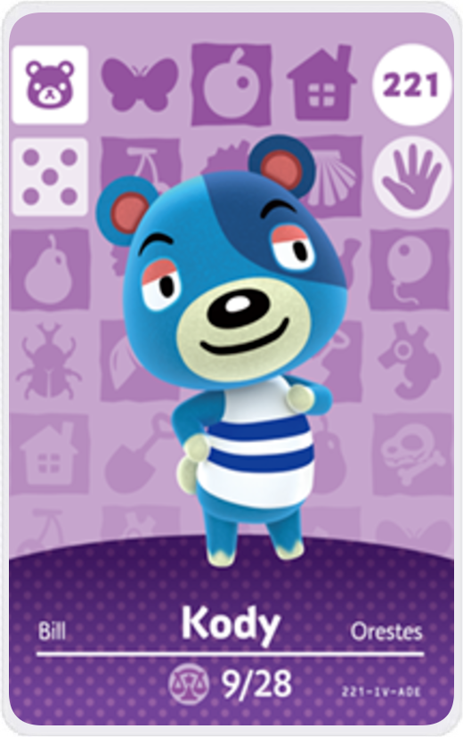 Kody - Villager NFC Card for Animal Crossing New Horizons Amiibo