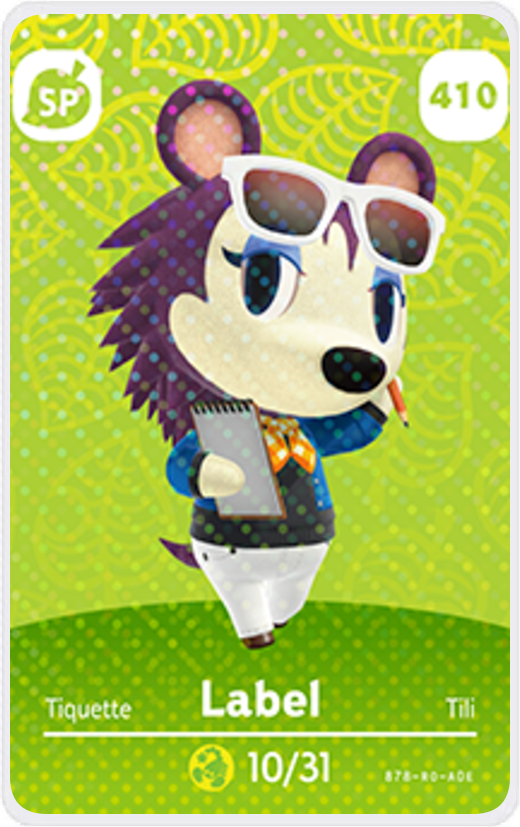 Amiibo Animal Crossing New Horizons Label Villager NFC Card For