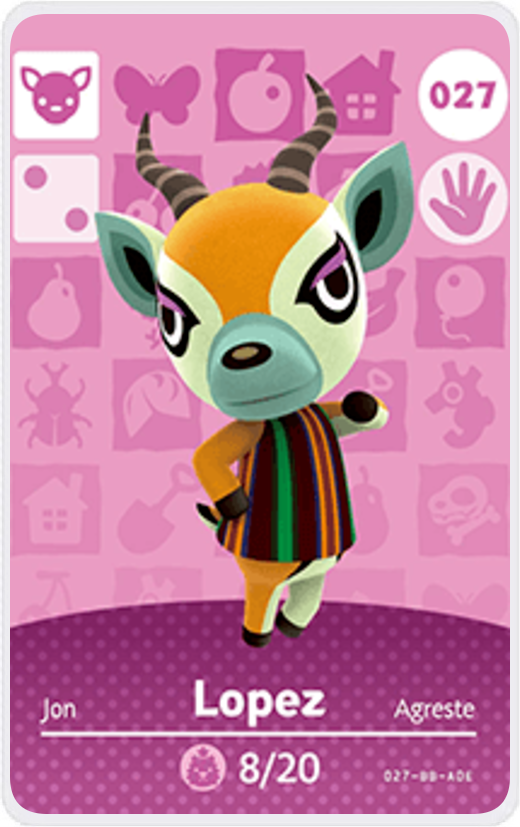 Lopez - Villager NFC Card for Animal Crossing New Horizons Amiibo