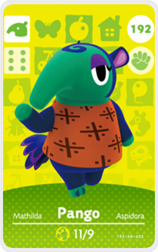 rare animal crossing villagers amiibo cards Pango