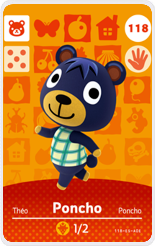 Poncho - Villager NFC Card for Animal Crossing New Horizons Amiibo