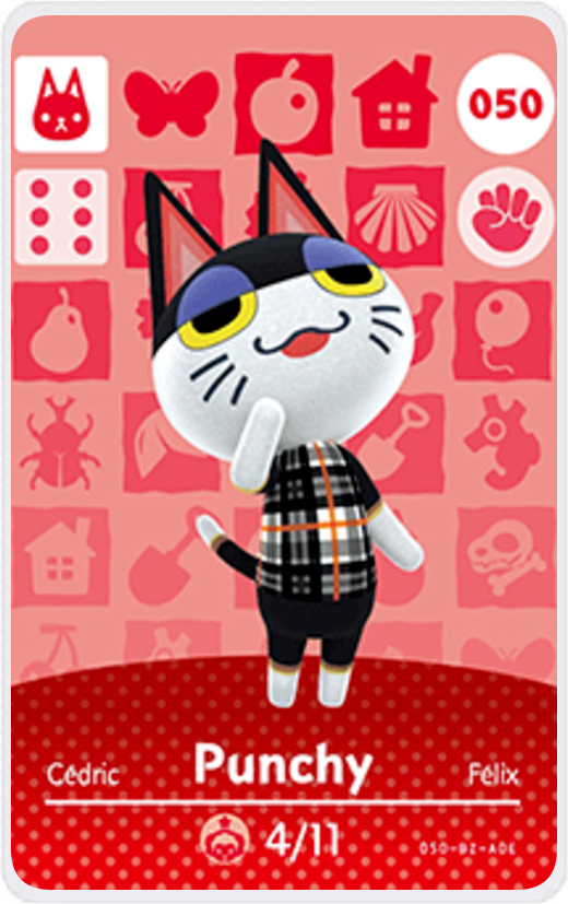 Punchy Villager NFC Card for Animal Crossing New Horizons Amiibo