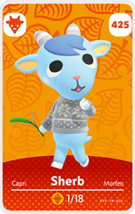 Acnh Animal Crossing Amiibo Sherb Sherb Villager NFC Card For