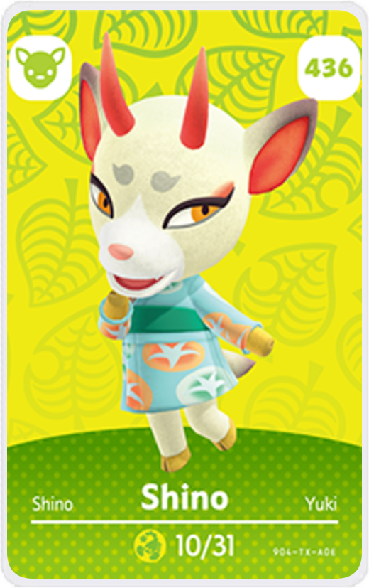 Shino Villager NFC Card for Animal Crossing New Horizons Amiibo