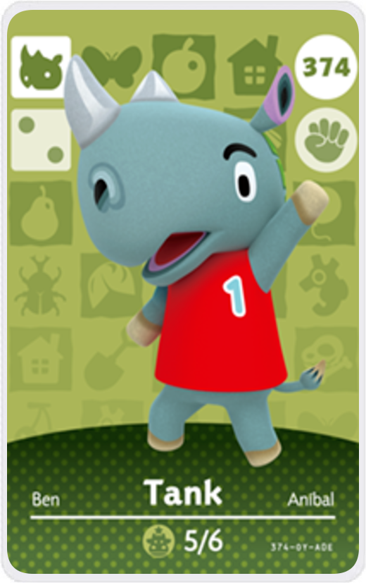 Tank Villager NFC Card for Animal Crossing New Horizons Amiibo