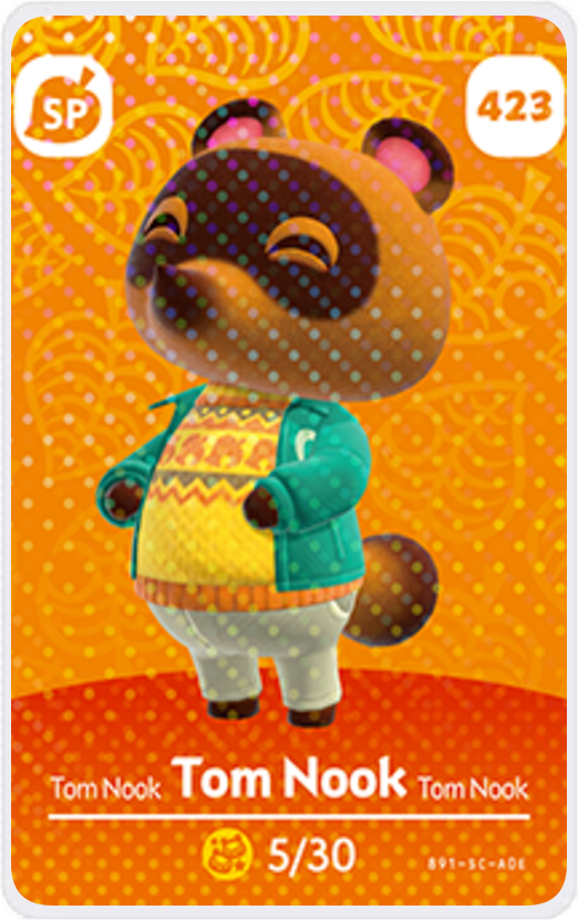 Tom Nook #423 - Villager NFC Card for Animal Crossing New Horizons Amiibo