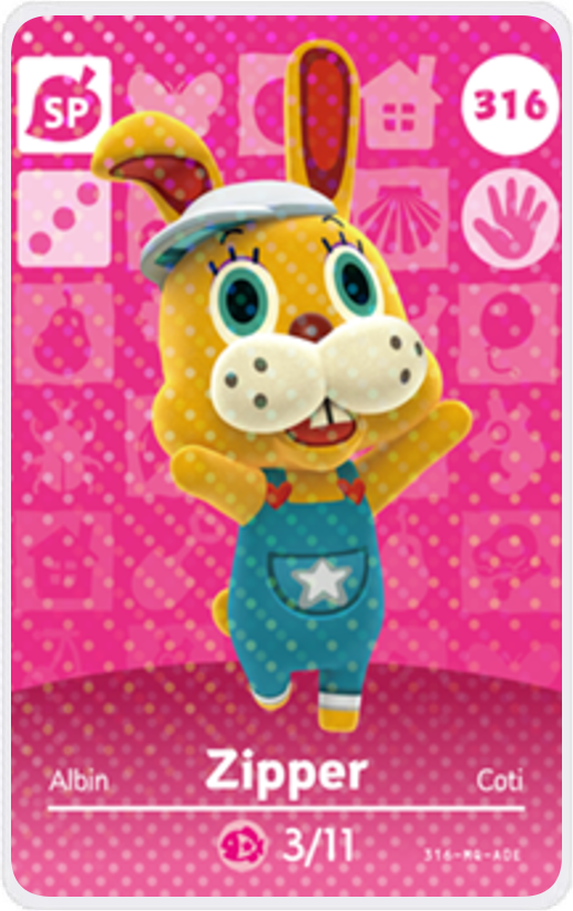 Zipper - Villager NFC Card for Animal Crossing New Horizons Amiibo